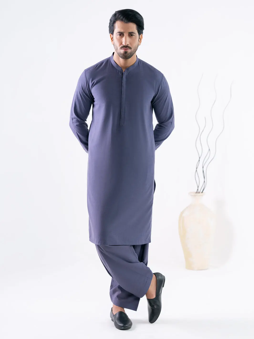 Purple Cut & Sew Kameez Shalwar - Al-Ks-3246 1