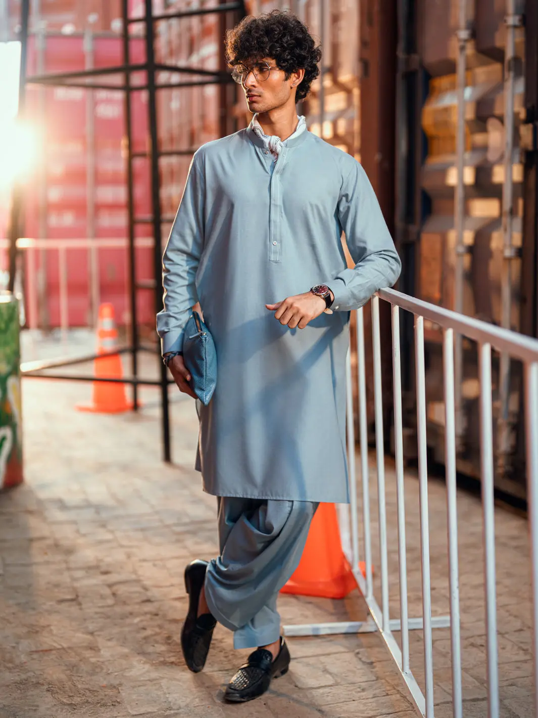 Light Blue Cut & Sew Kameez Shalwar - Al-Ks-3250 1