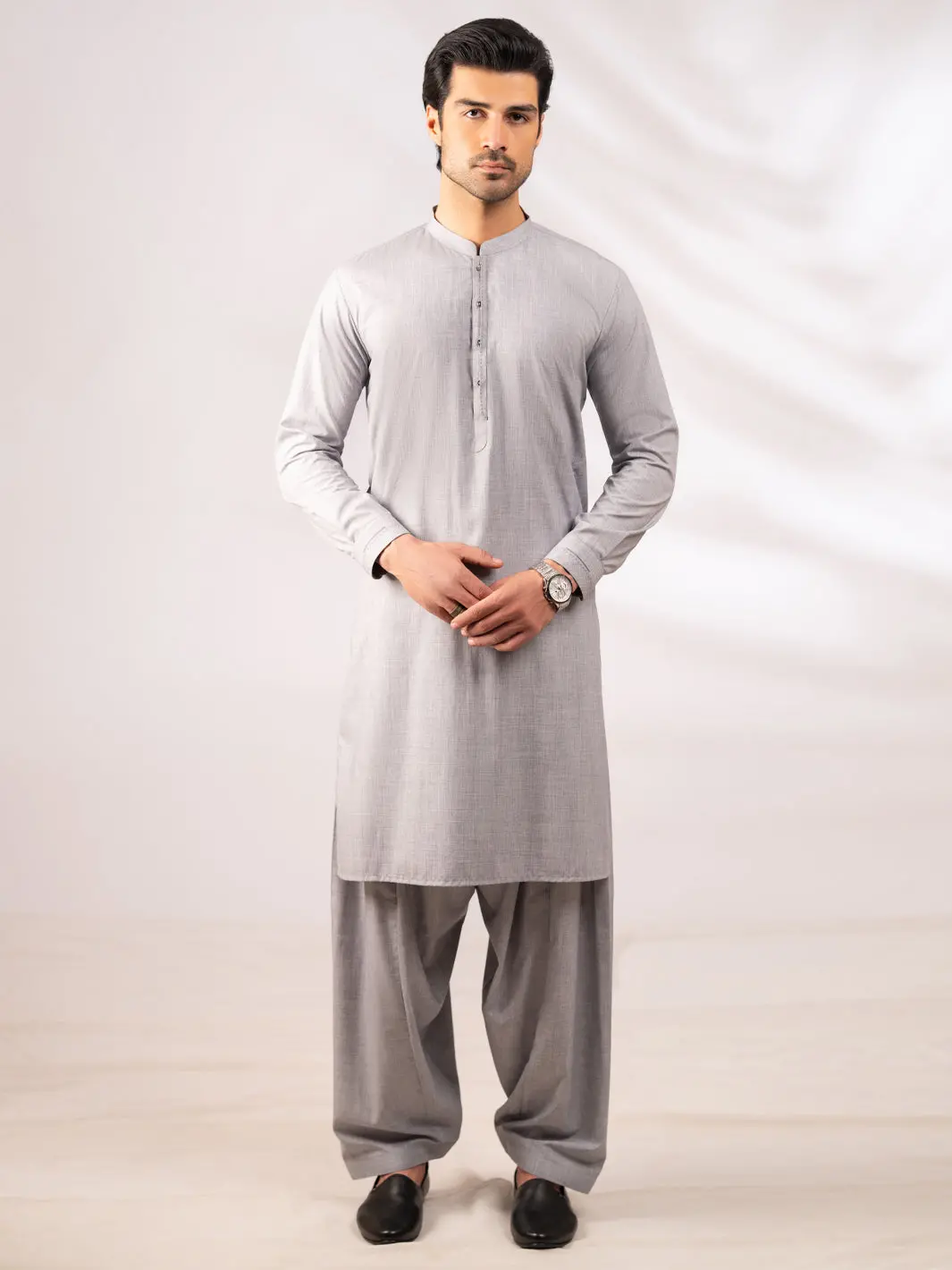 Grey Cut & Sew Kameez Shalwar - Al-Ks-3255 1