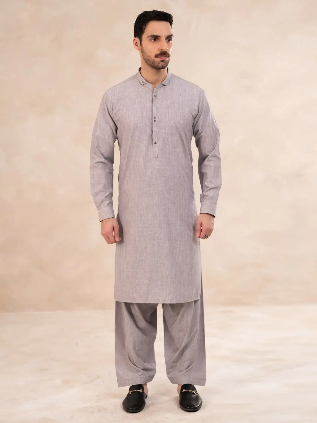 Ash Grey Cut & Sew Kameez Shalwar - Al-Ks-3257 1
