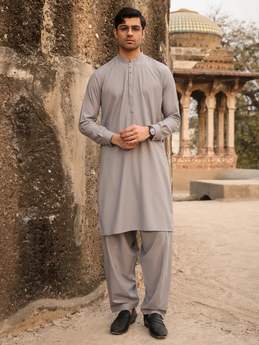Light Grey Cut & Sew Kameez Shalwar - Al-Ks-3270 1