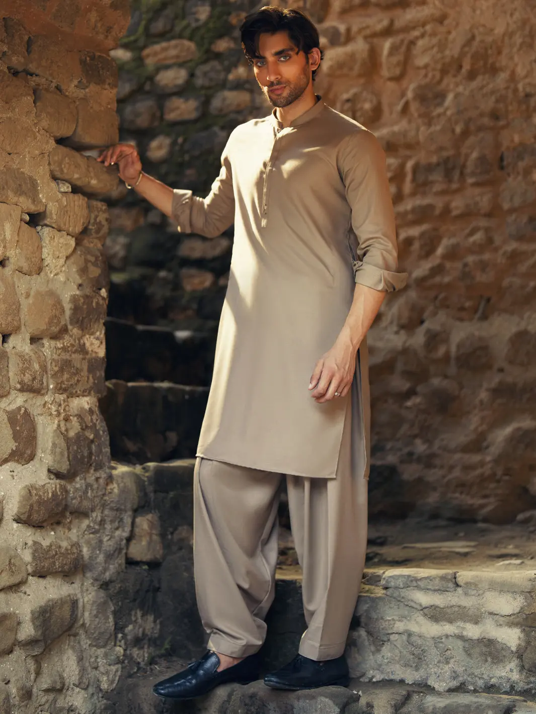 Beige Kameez Shalwar - Al-Ks-3273 1