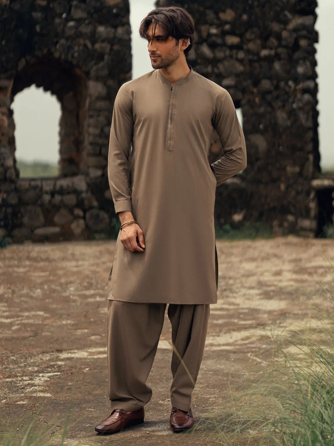 Light Brown Kameez Shalwar - Al-Ks-3280 1
