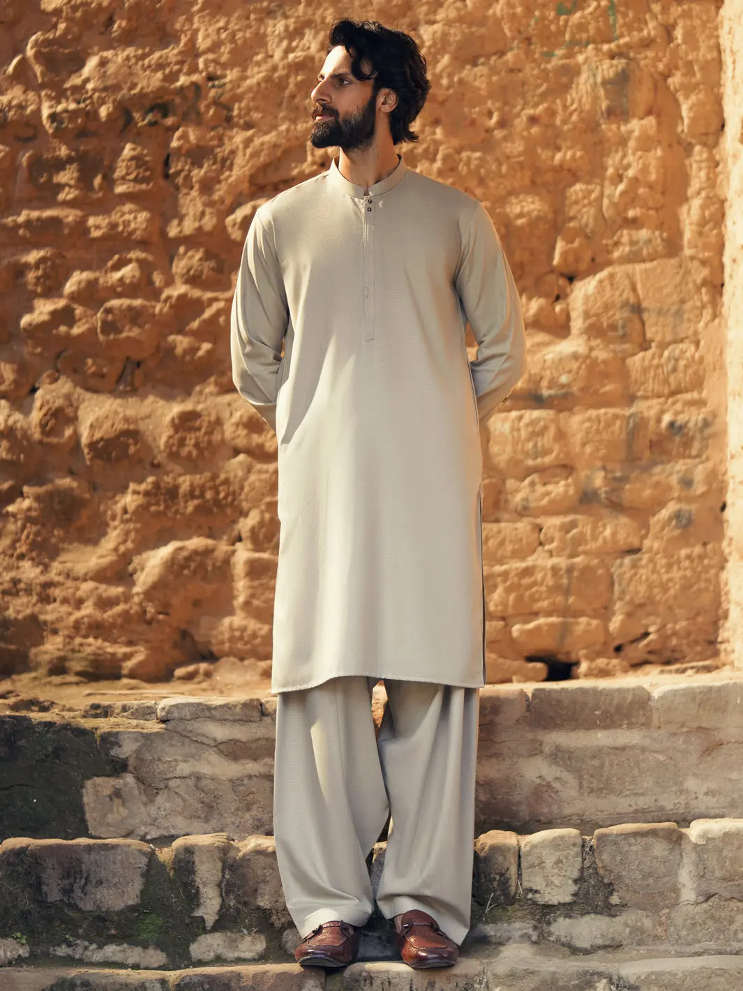 Beige Kameez Shalwar - Al-Ks-3284 1
