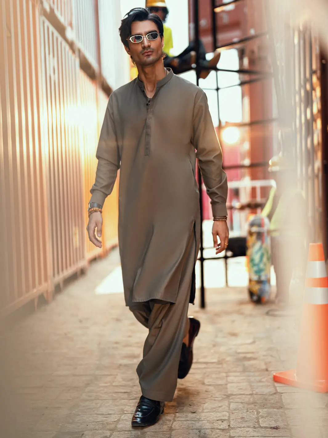 Olive Green Kameez Shalwar - Al-Ks-3286 1