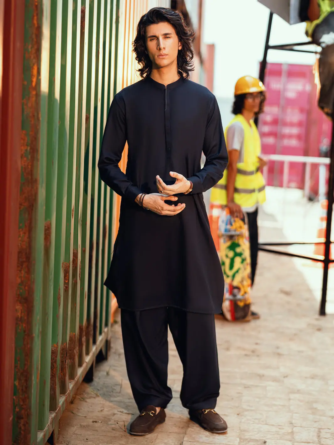 Navy Blue Kameez Shalwar - Al-Ks-3288 1