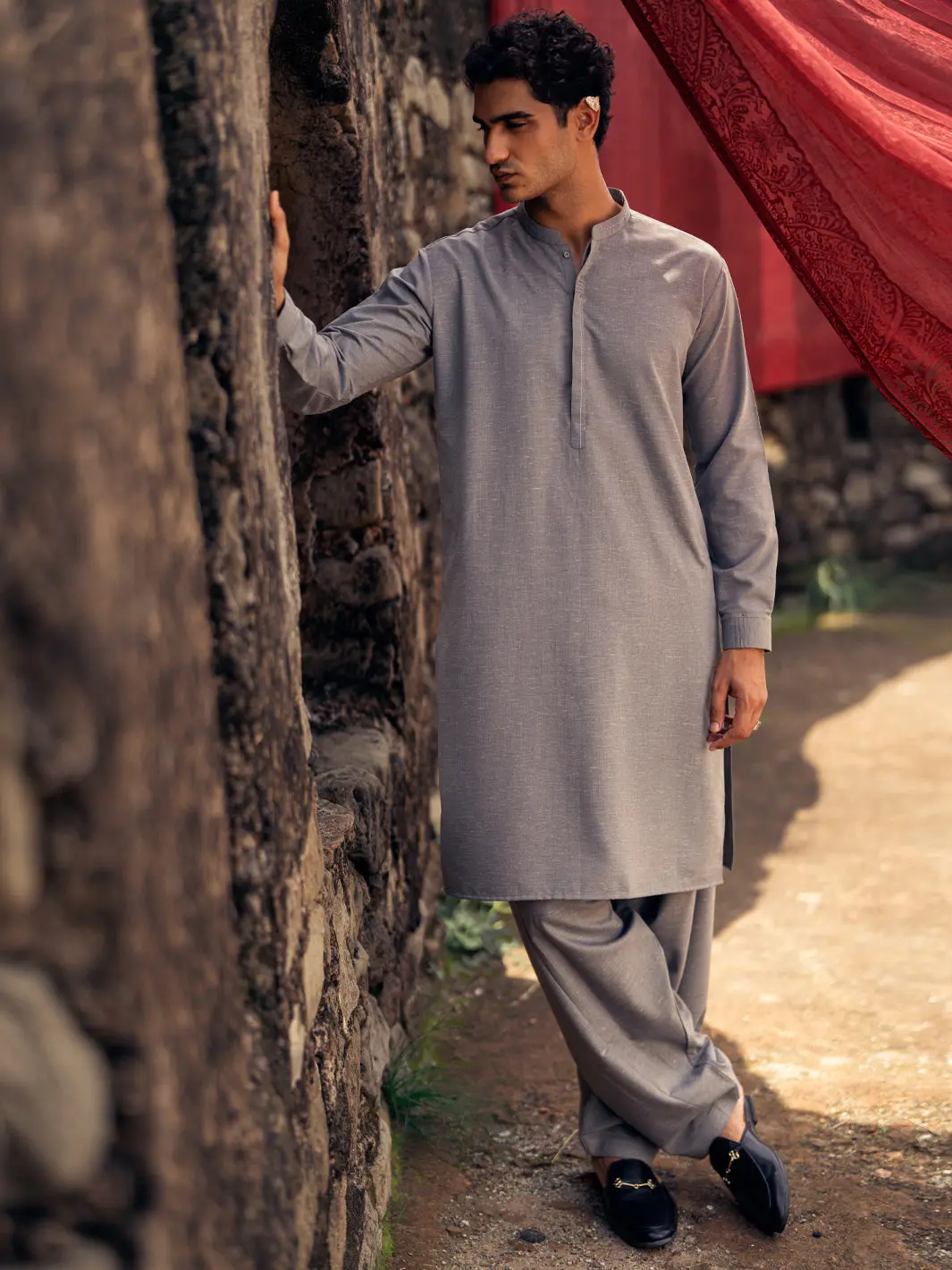 Light Grey Kameez Shalwar - Al-Ks-3293 1