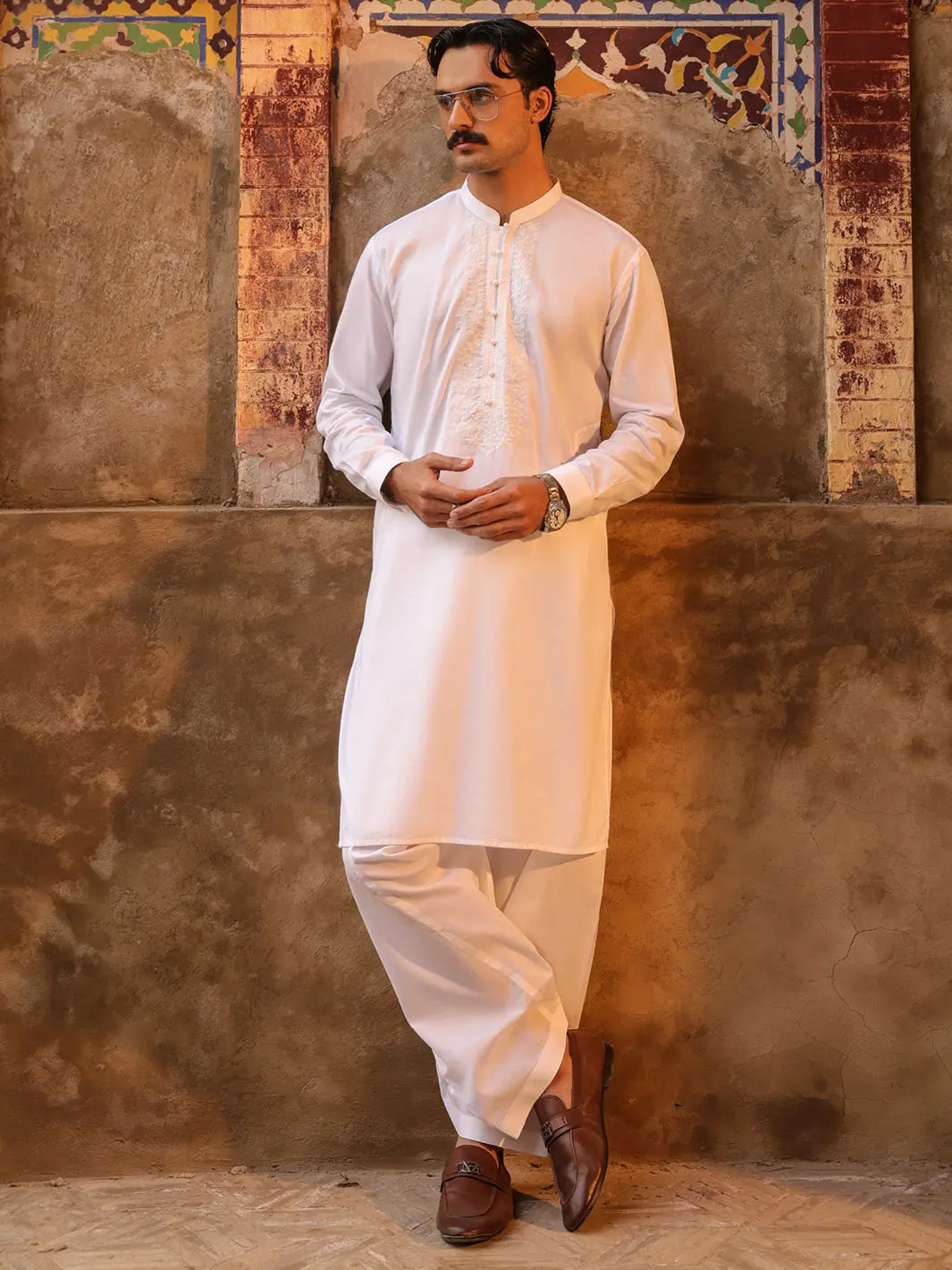 White Semi-Formal Kameez Shalwar - Al-Ks-3296 1