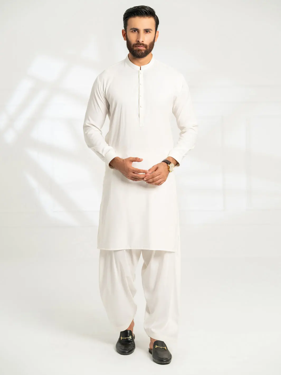 White Cut & Sew Kameez Shalwar - Al-Ks-3298 1