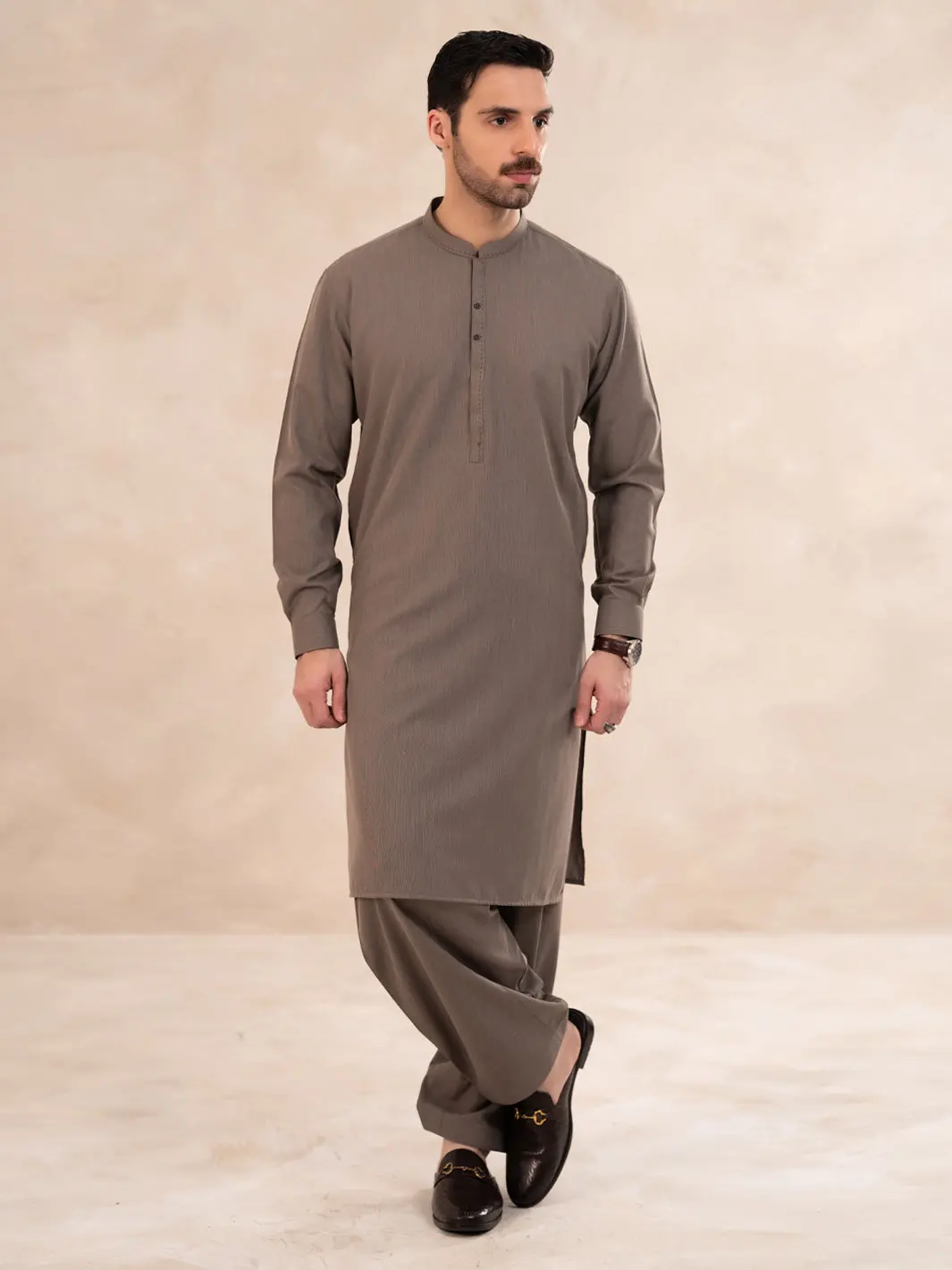 Light Brown Cut & Sew Kameez Shalwar - Al-Ks-3299 1