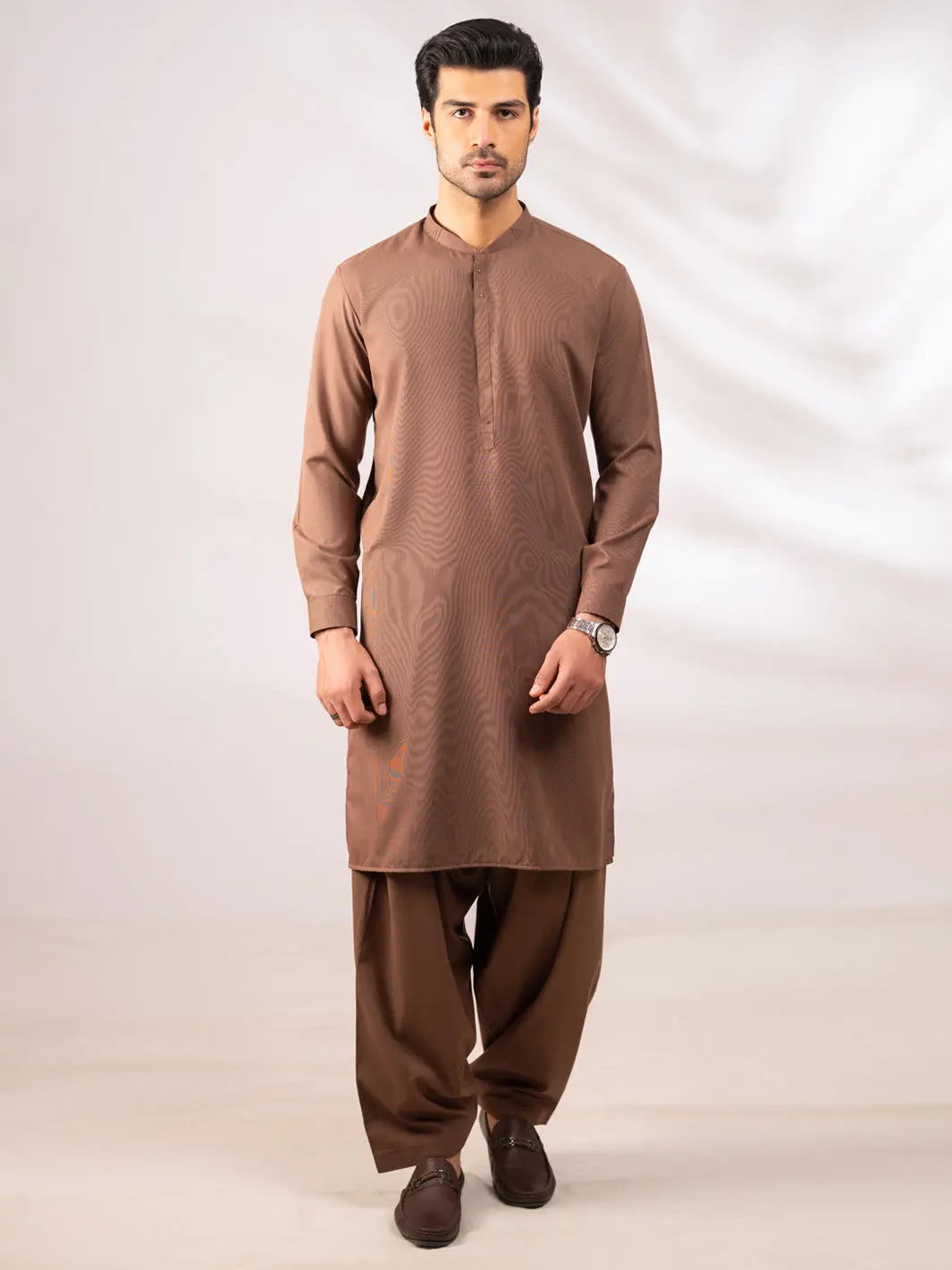 Light Brown Cut & Sew Kameez Shalwar - Al-Ks-3301 1
