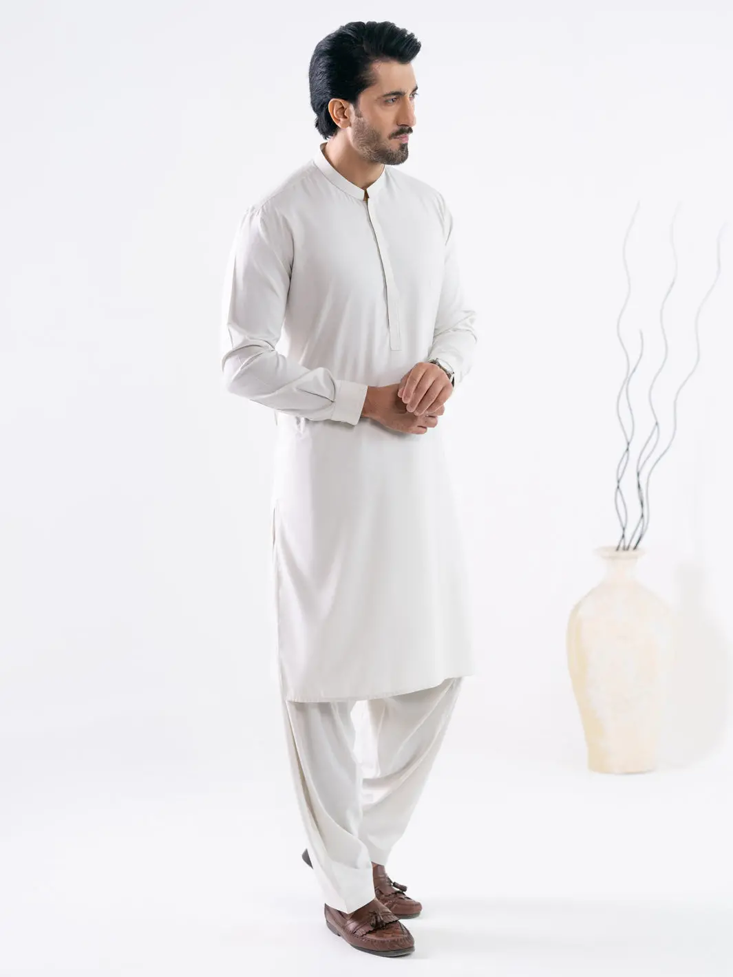 Off White Cut & Sew Kameez Shalwar - Al-Ks-3302A 1
