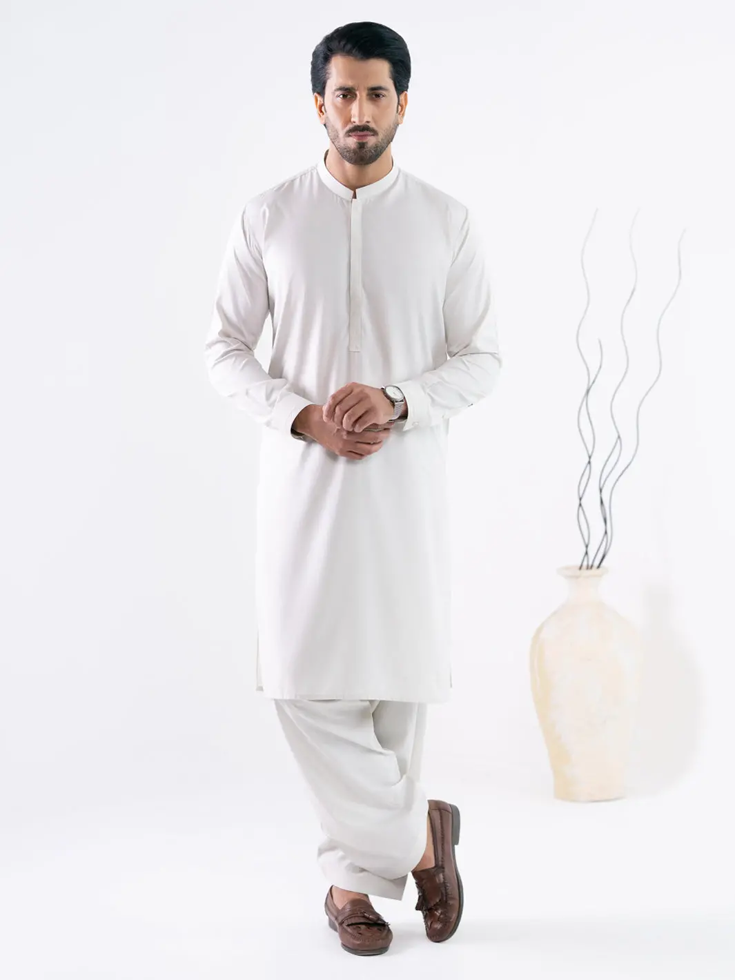 Off White Cut & Sew Kameez Shalwar - Al-Ks-3302 1