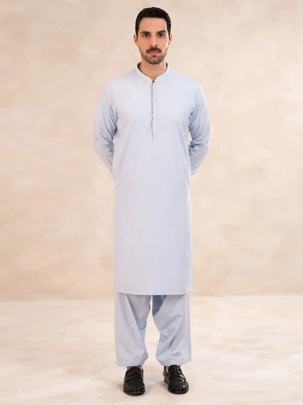 Light Blue Cut & Sew Kameez Shalwar - Al-Ks-3305 1