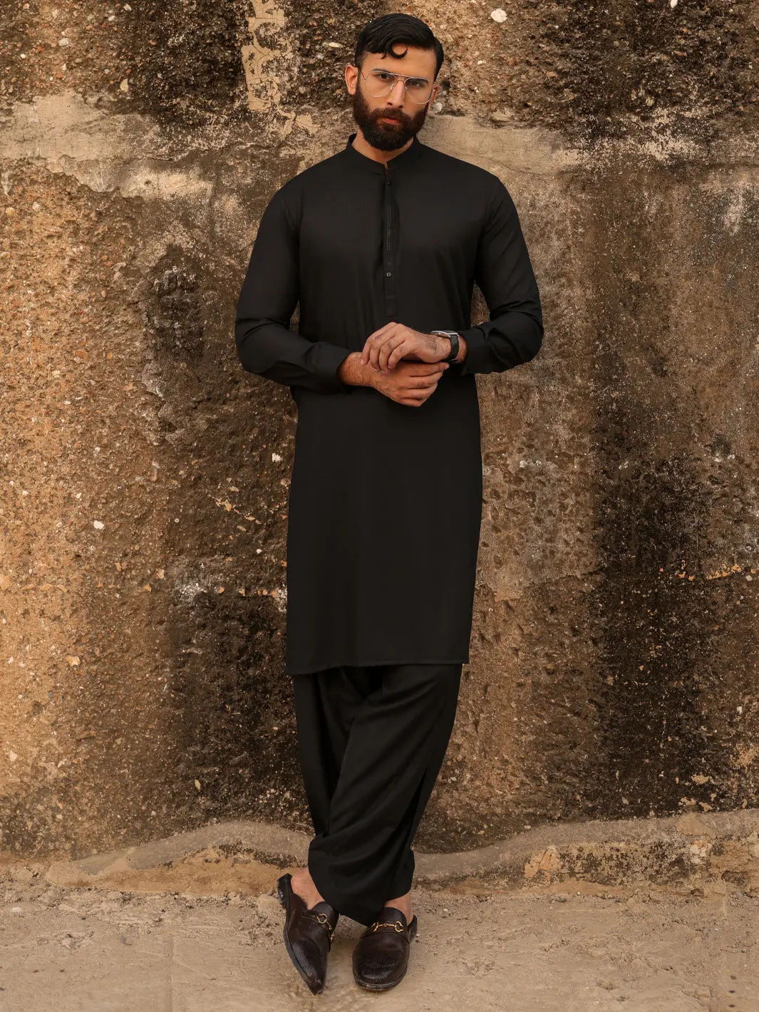 Black Cut & Sew Kameez Shalwar - Al-Ks-3306 1