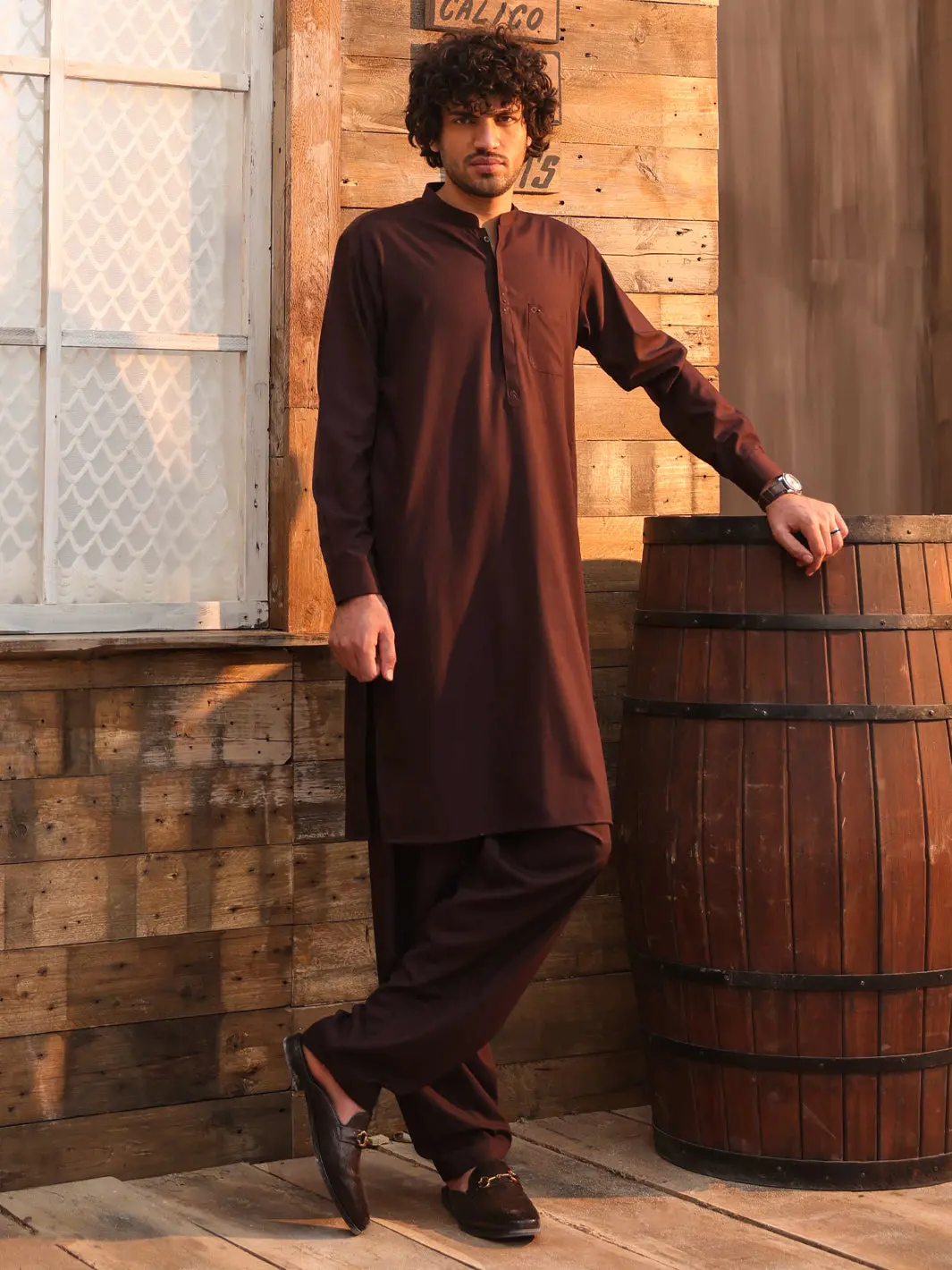 Dark Maroon Cut & Sew Kameez Shalwar - Al-Ks-3309 1