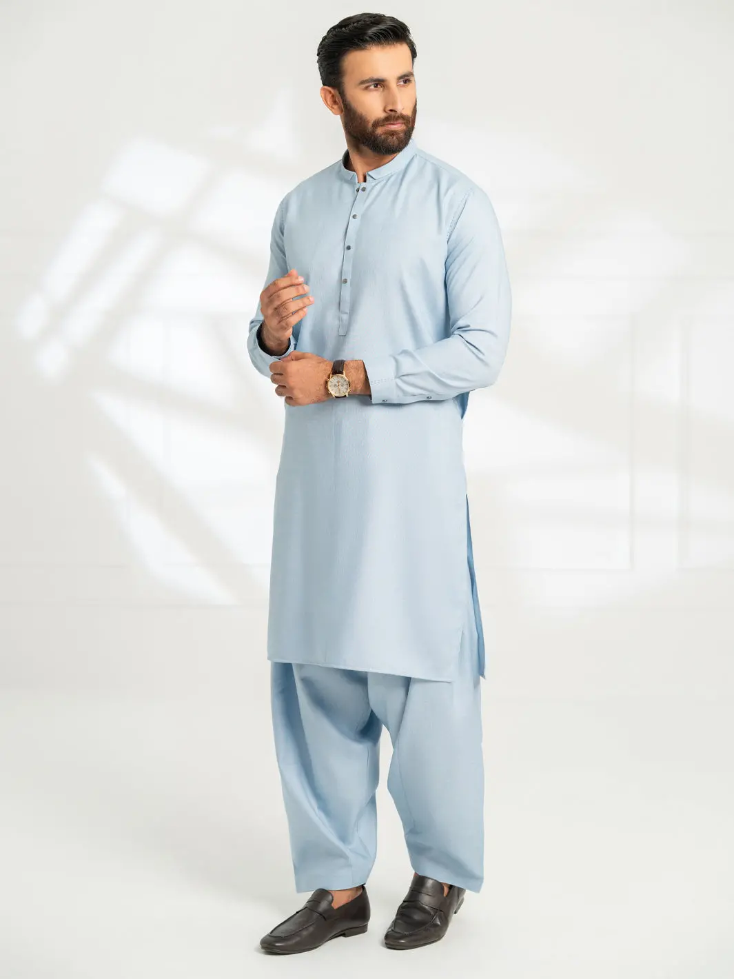 Sky Blue Cut & Sew Kameez Shalwar - Al-Ks-3322 1
