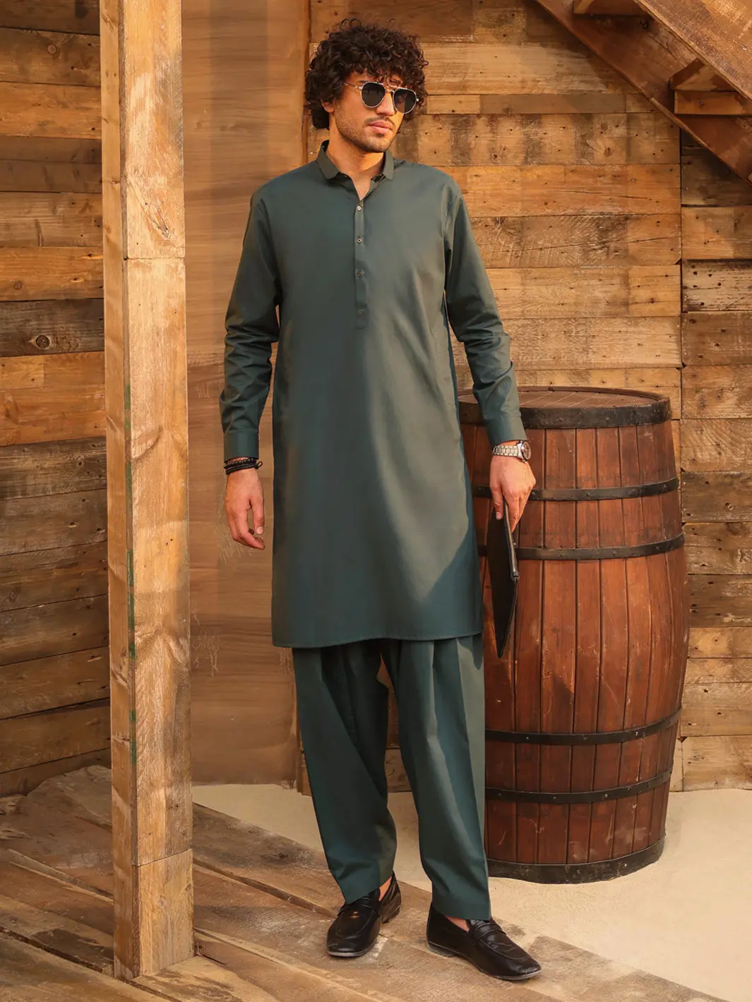 Green Cotton Cut & Sew Kameez Shalwar - Al-Ks-3326 1