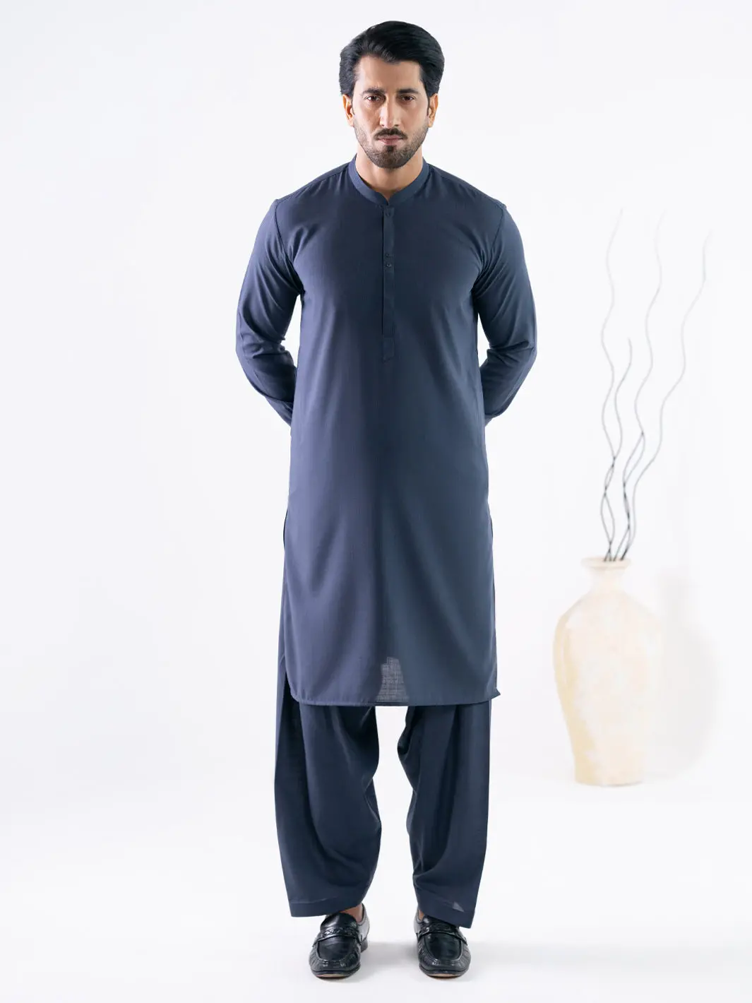 Bluish Grey Cut & Sew Kameez Shalwar - Al-Ks-3342 1