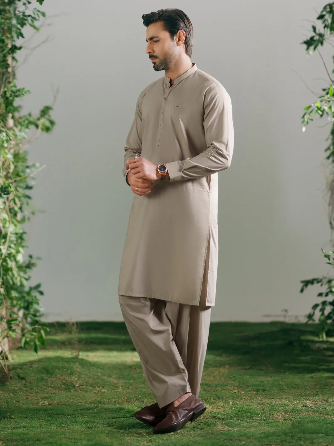 Beige Cotton Cut & Sew Kameez Shalwar - Al-Ks-3336 5