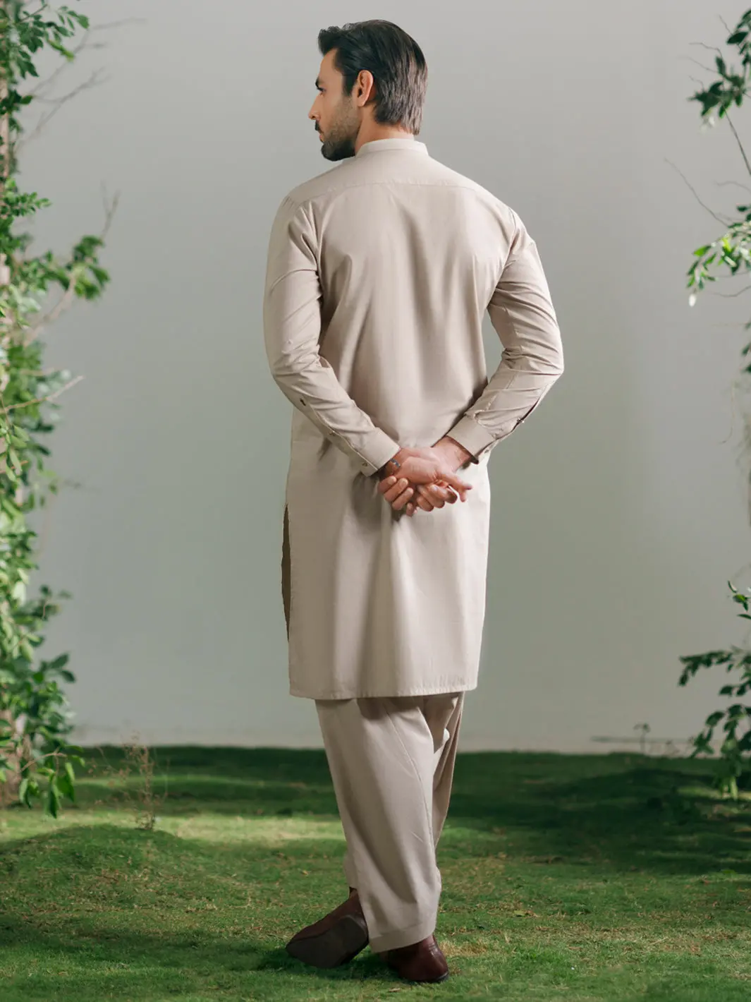 Beige Cotton Cut & Sew Kameez Shalwar - Al-Ks-3336 3