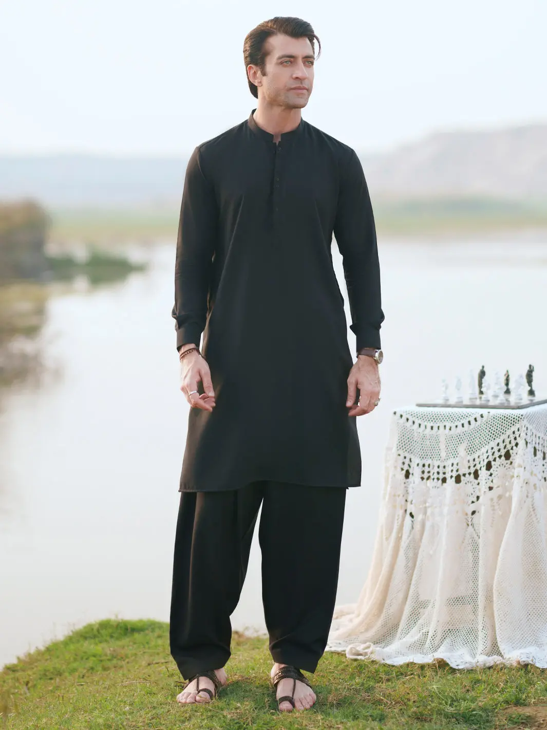 Black Cut & Sew Kameez Shalwar - Al-Ks-3350 1