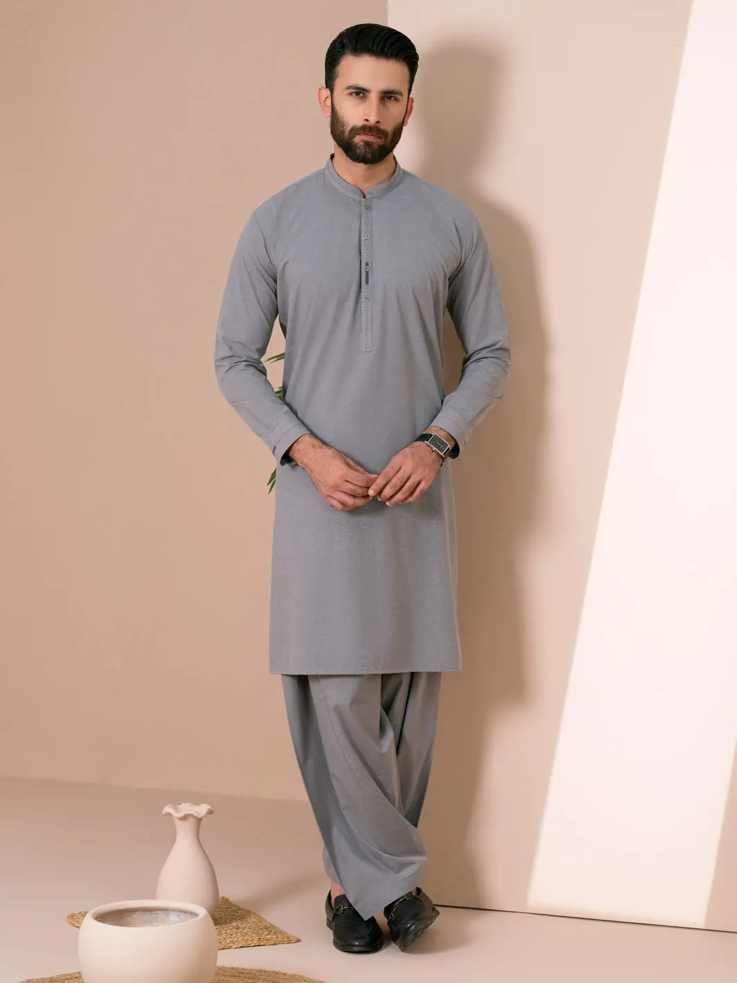 Grey Cuts & Sew Kameez Shalwar - Al-Ks-3365 1