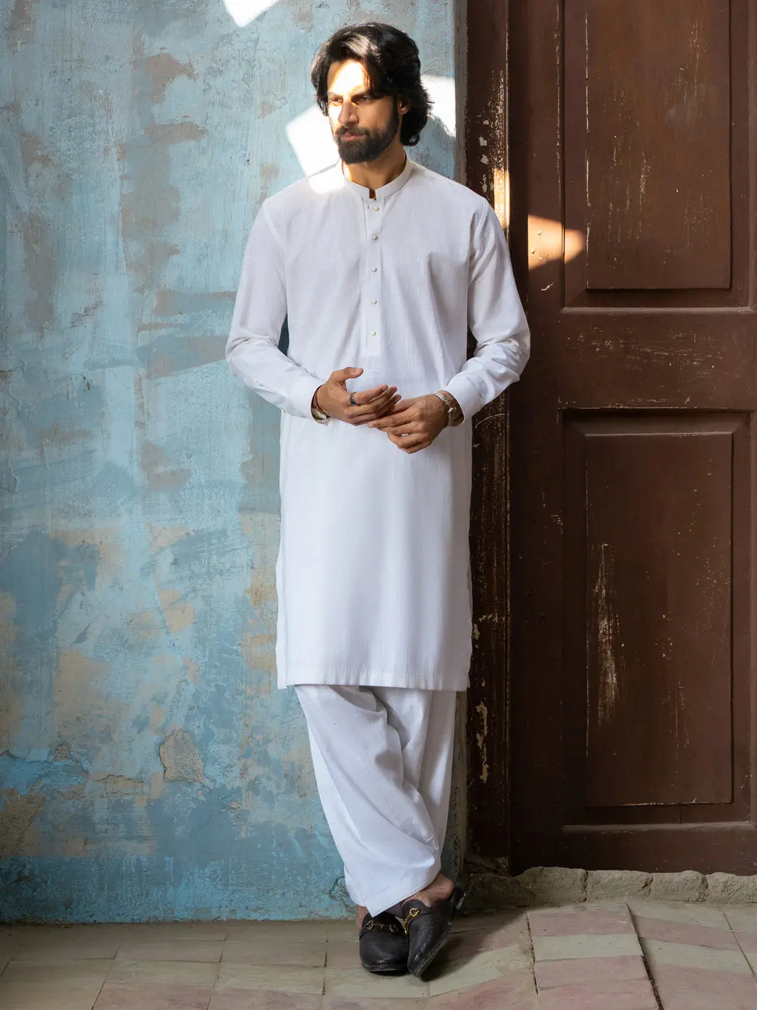 White Cut & Sew Kameez Shalwar - Al-Ks-3501 1