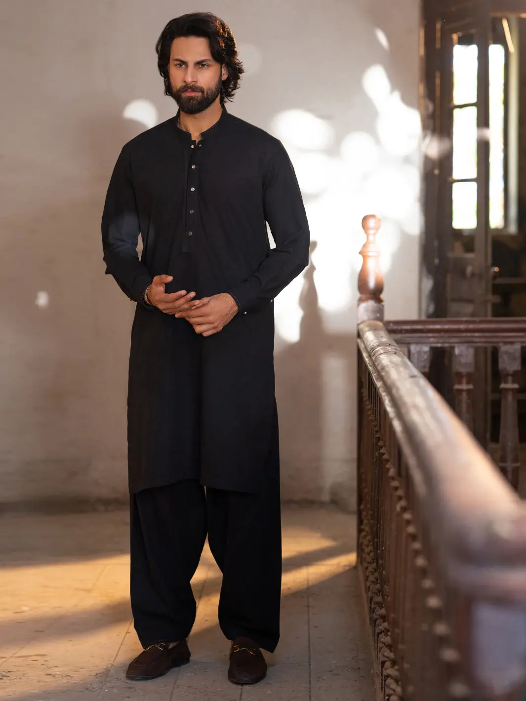 Black Cut & Sew Kameez Shalwar - Al-Ks-3506 1