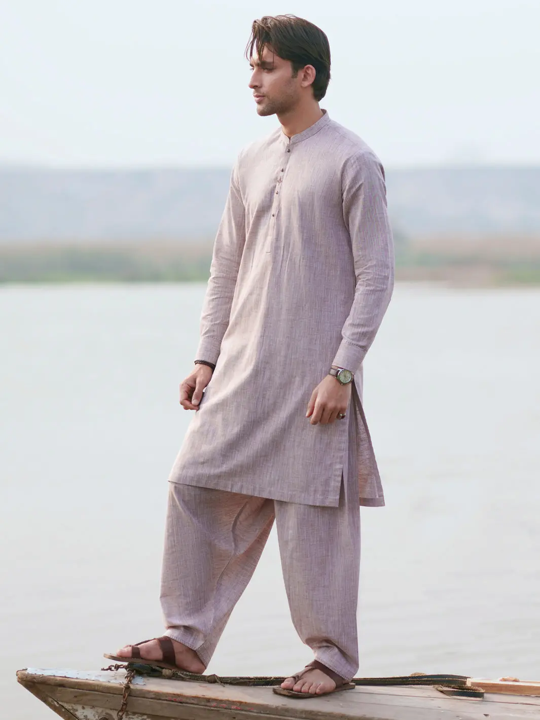 Beige Cut & Sew Kameez Shalwar - Al-Ks-3508 1