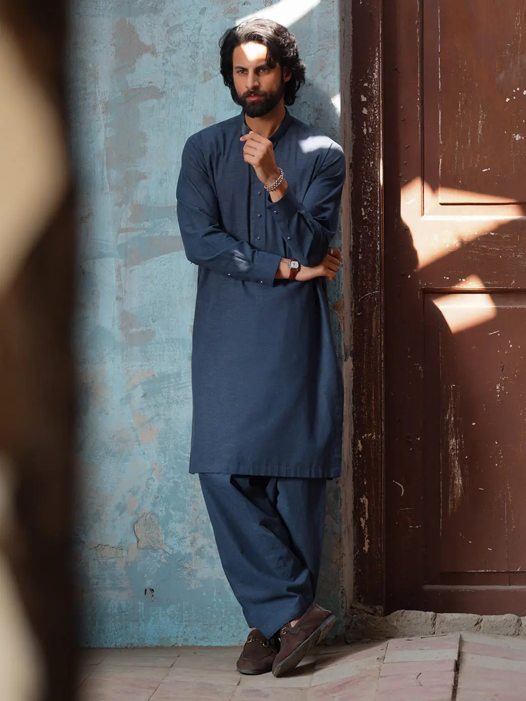 Dark Blue Cut & Sew Kameez Shalwar - Al-Ks-3510 1
