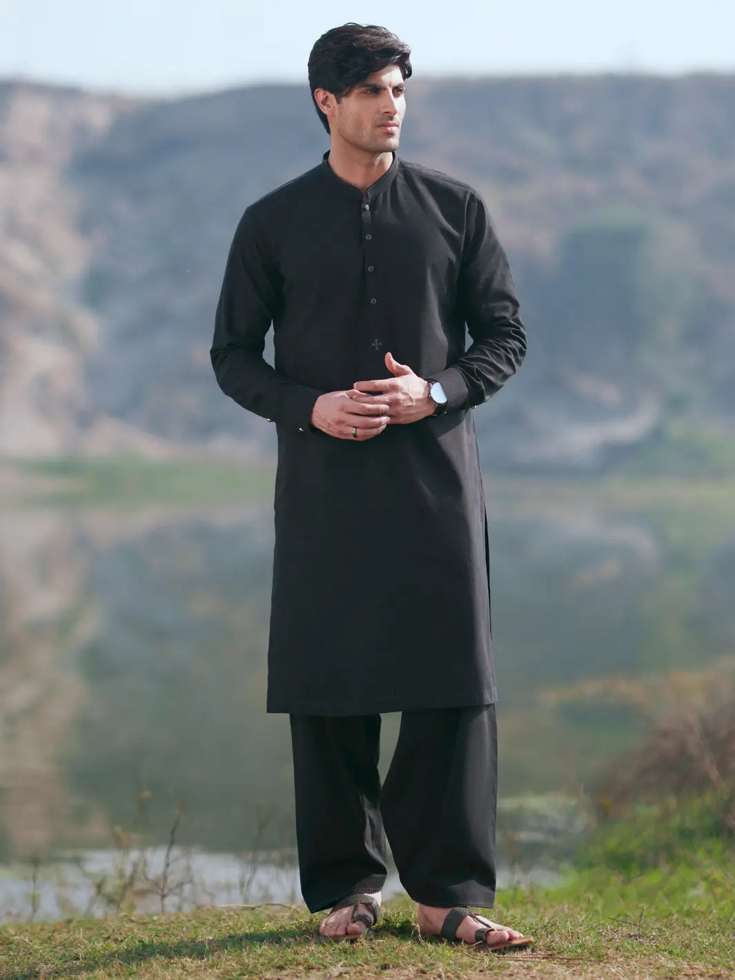 Black Cut & Sew Kameez Shalwar - Al-Ks-3514 1