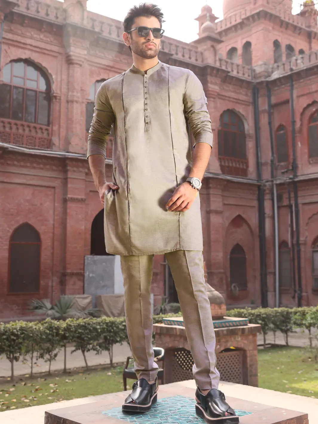 Beige Cotton Kurta Pajama - Al-Kt-2531 1
