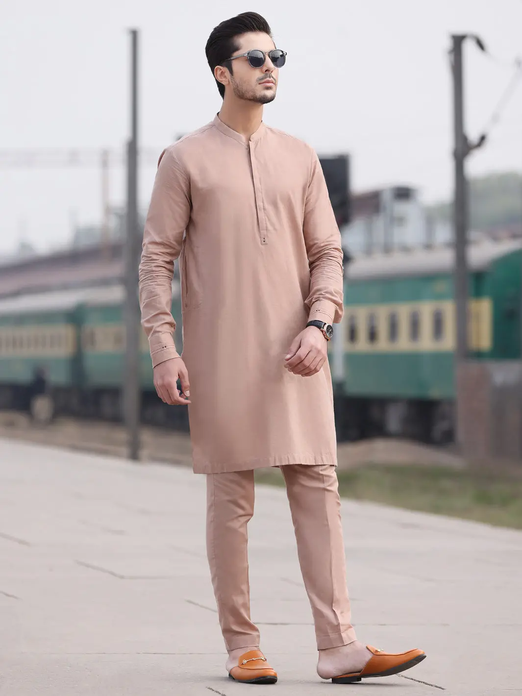 Beige Cotton Kurta Pajama - Al-Kt-2554 1