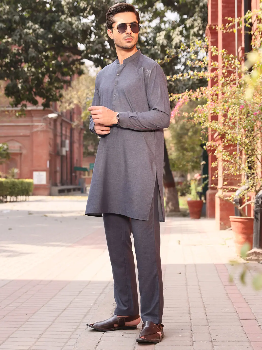 Grey Blended Kurta Trouser - Al-Kt-2608 1