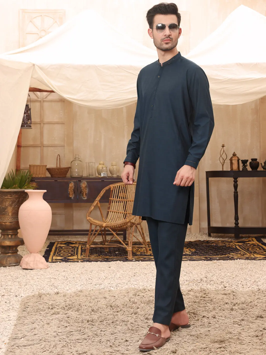 Blue Blended Kurta Trouser - Al-Kt-2624 1