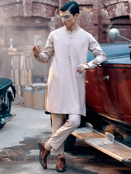 Peach Blended Kurta Trouser - Al-Kt-2844 1