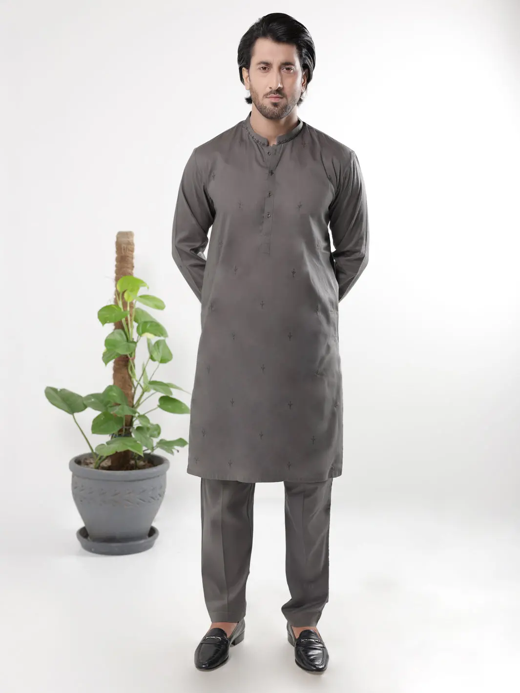 Dark Green Blended Kurta Trousers - Al-Kt-3236 1