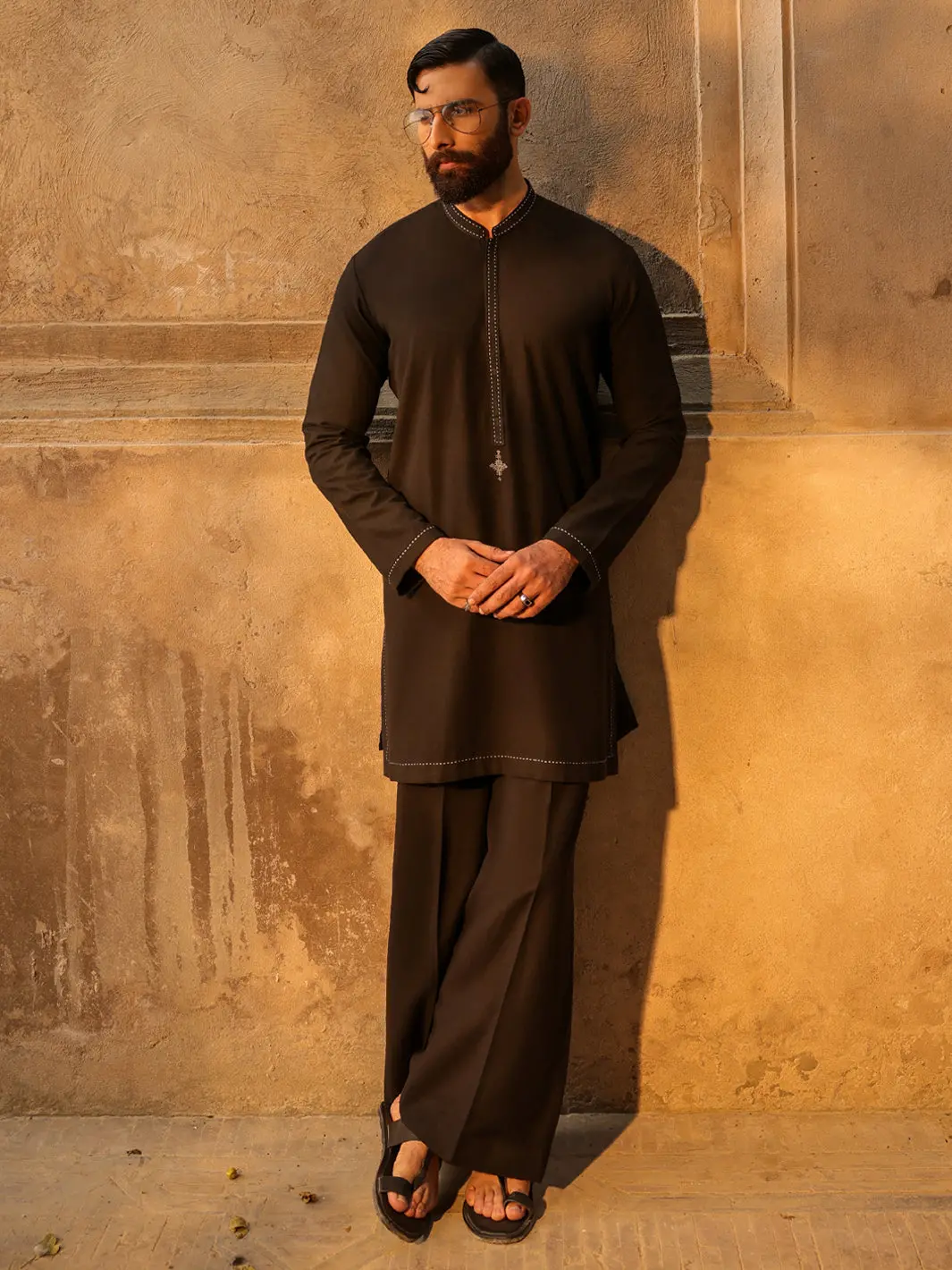 Black Semi-Formal Kurta Trousers - Al-Kt-3323C 1