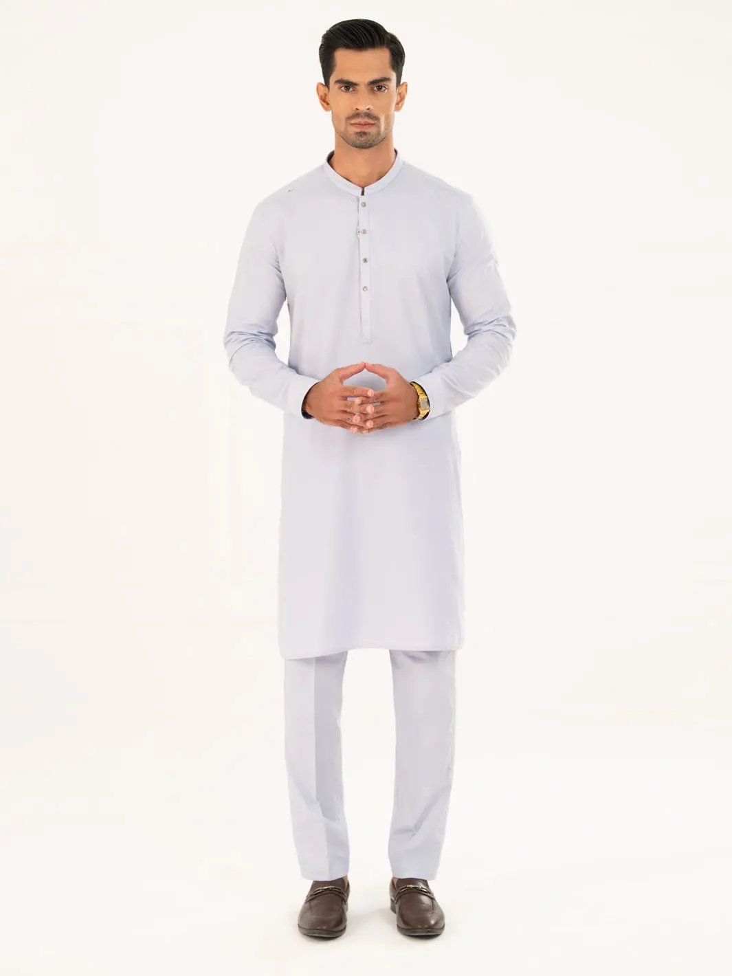 Sky Blue Cotton Cut & Sew Kurta Trousers - Al-Kt-3328 1