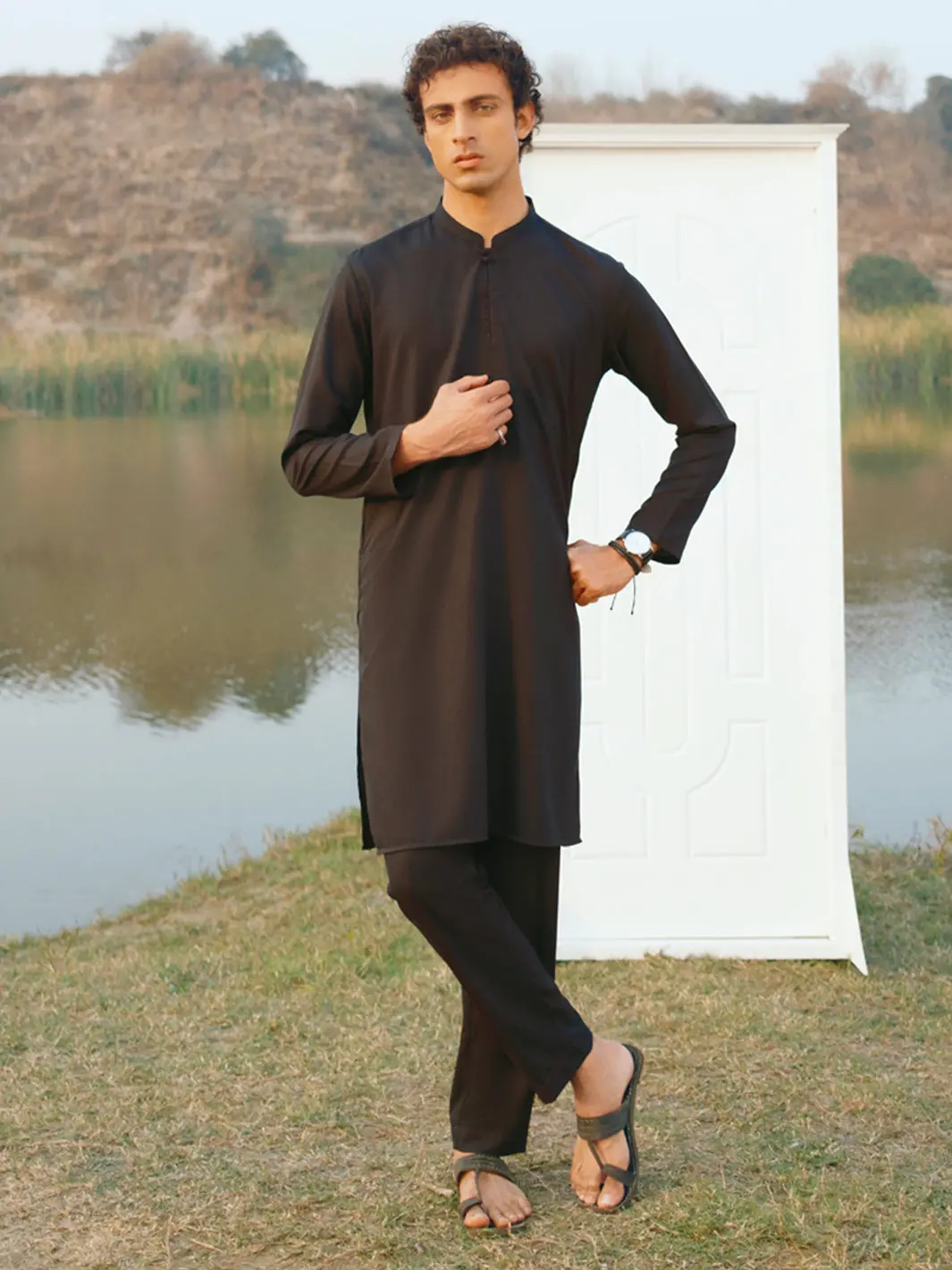 Black Semi-Formal Kurta Trousers - Al-Kt-3402B 1