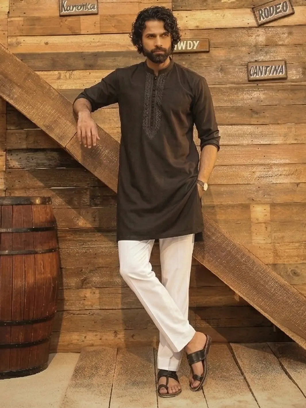 Black Cotton Screen Printed Kurta Trouser - Al-Kt-3407 1