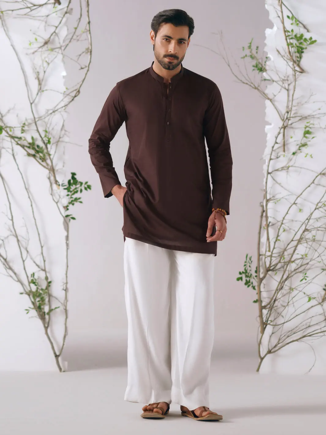 Burgundy Cotton Plain Kurta Trousers - Al-Kt-3415 1