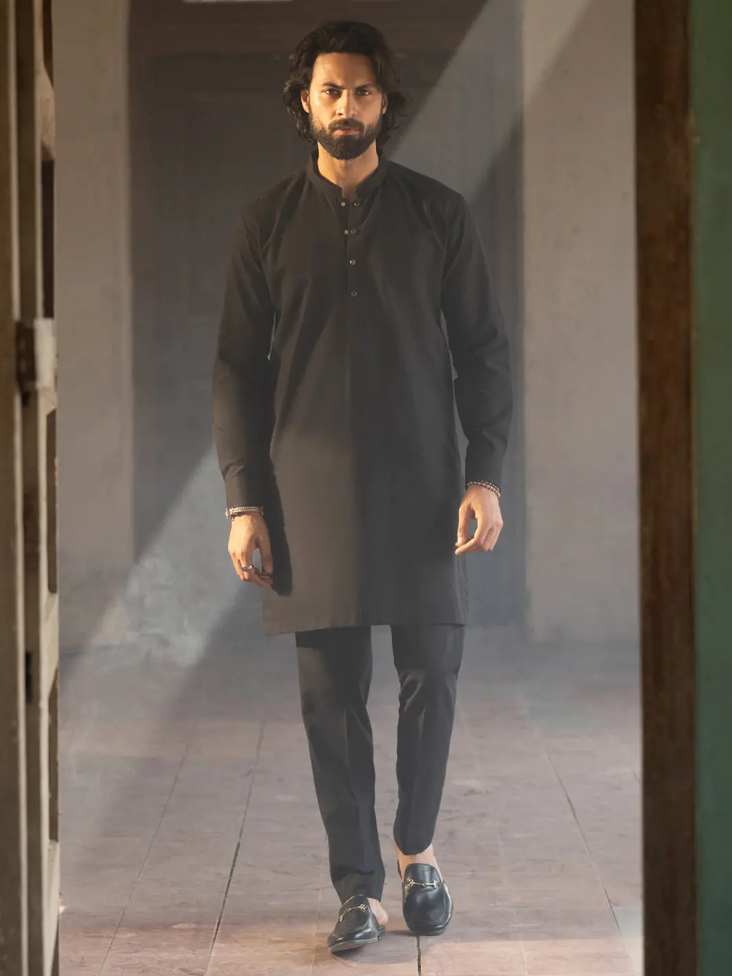 Black Cut & Sew Kurta Trousers - Al-Kt-3506 1