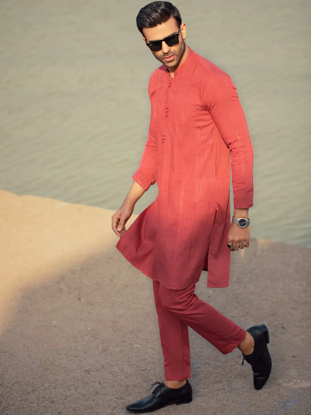 Red Blended Kurta Trouser - Al-Kt-921 1