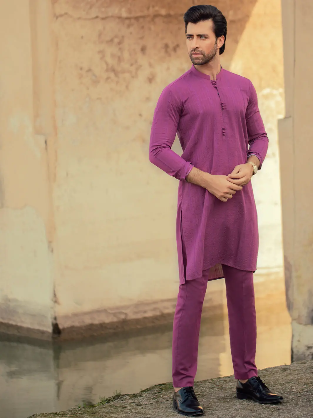 Purple Blended Kurta Trouser - Al-Kt-922 1