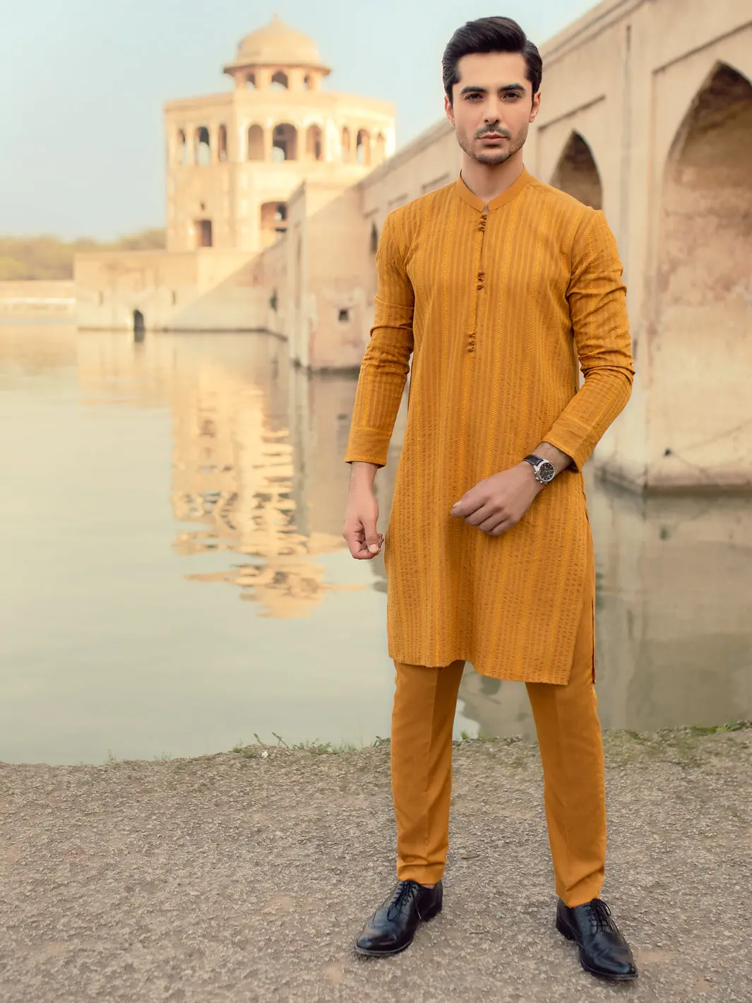 Yellow Blended Kurta Trouser - Al-Kt-923 1