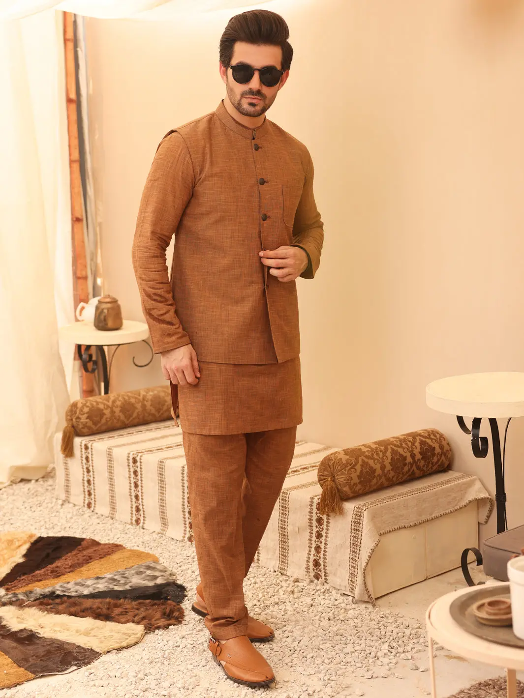 Brown Waistcoat & Kurta Trouser - Al-Kwt-003 1