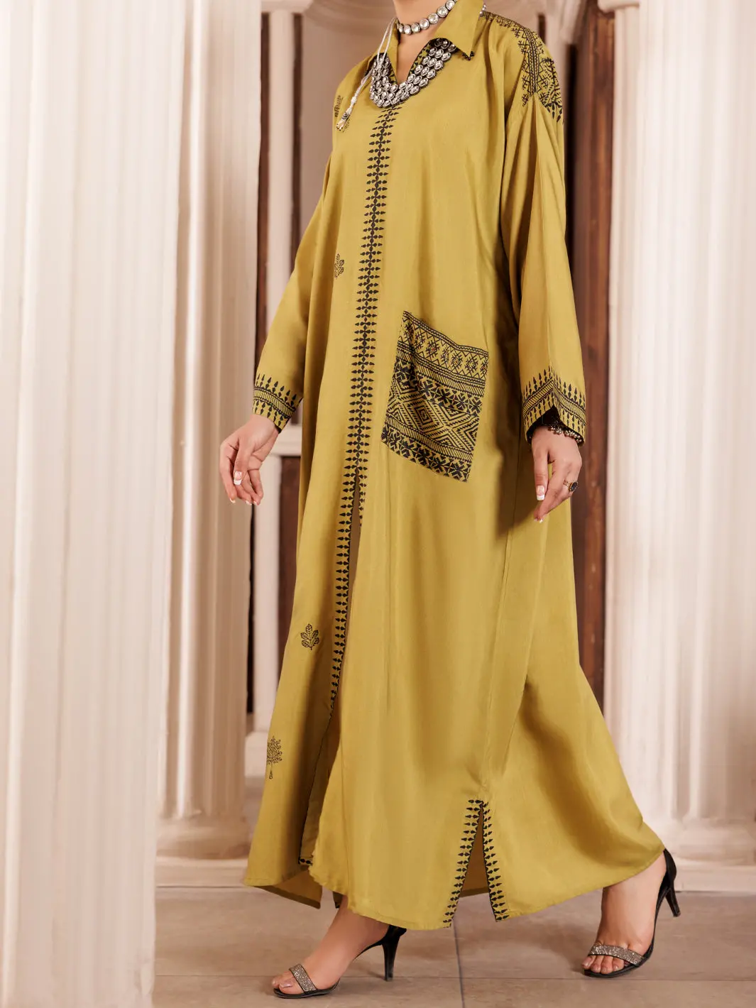 Mehndi Green Maple Silk Tunic - Al-Lk-1005 1