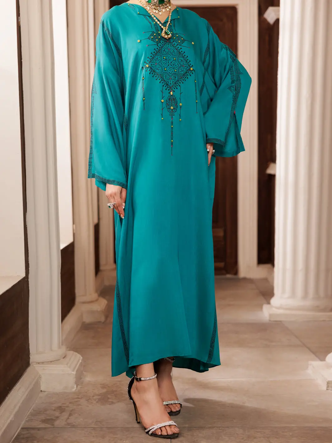 Turquoise Maple Silk Tunic - Al-Lk-1007 1